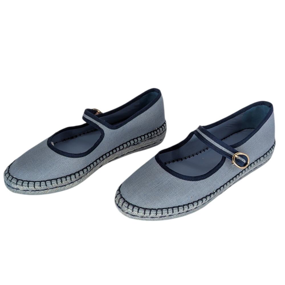 Tuckernuck Jamie Espadrille Flats Chambray Mary Jane Denim Blue Sz 11 - Picture 4 of 8